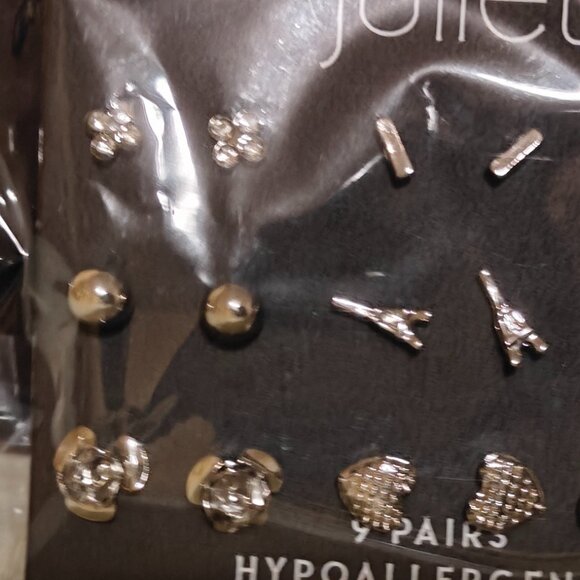 Juliet Hypoallergenic 9 pk Silver Stud Earrings. Brand New. - Picture 2 of 4